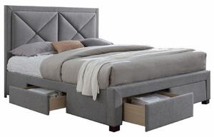 KONDELA Luxusná posteľ s úložným priestorom, látka sivý melír, 160x200, XADRA