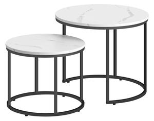 Set dvoch konferenčných stolíkov - mramorové (čierne nohy)
