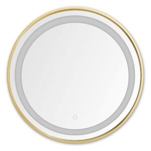 LED kúpeľňové okrúhle zrkadlo s osvetlením priemer 60 cm 557lm 3000+4000+6000K IP44, zlaté, priehľadné - Zuma Line LUSTRO D251801