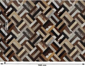 Tempo Kondela Luxusný kožený koberec, hnedá/čierna/béžová, patchwork, 200x300 , KOŽA TYP 2