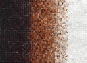 Luxusný kožený koberec, biela/hnedá/čierna, patchwork, 120x180, KOŽA TYP 7
