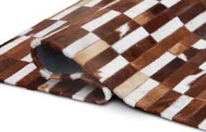 Tempo Kondela Luxusný kožený koberec, hnedá/biela, patchwork, 141x200, KOŽA TYP 5
