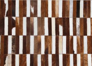 Tempo Kondela Luxusný kožený koberec, hnedá/biela, patchwork, 141x200, KOŽA TYP 5