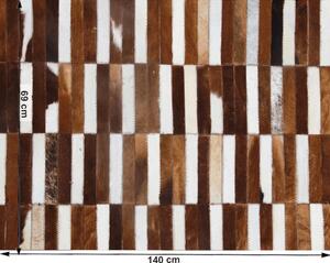 Tempo Kondela Luxusný kožený koberec, hnedá/biela, patchwork, 69x140, KOŽA TYP 5