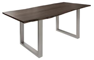 METALL Jedálenský stôl so striebornými nohami 120x90, akácia, sivá