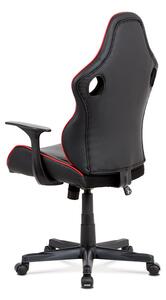 Kancelárska stolička, čierna-červená látka + mesh, hojdací mech, plast kríž