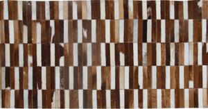 Luxusný kožený koberec, hnedá/biela, patchwork, 69x140, KOŽA TYP 5