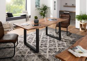 METALL Jedálenský stôl s antracitovými nohami (matné) 140x90, akácia, prírodná