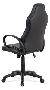 Kancelárska stolička, čierna-sivá ekokoža, hojdací mech, plastový kríž