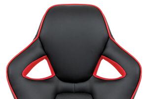 Kancelárska stolička, čierna-červená akokoža, hojdací mech, plastový kríž
