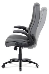 Kancelárska stoličky šedá koženka, čierny kovový kríž, hojdací mechanizmus