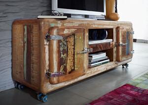 TESORI TV stolík - 2 skrinky 135x56 cm, staré drevo