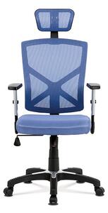 Kancelárska stolička, modrý mesh, plastový kríž, hojdací mechanismus