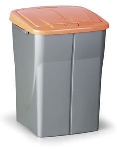 Plastový odpadkový kôš s vekom, 45 l, 370 x 365 x 515 mm, oranžové veko