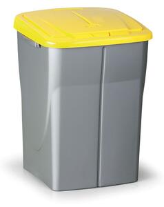Plastový odpadkový kôš s vekom, 45 l, 370 x 365 x 515 mm, žlté veko