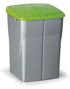 Plastový odpadkový kôš s vekom, 45 l, 370 x 365 x 515 mm, zelené veko