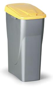 Plastový odpadkový kôš s vekom, 25 l, 215 x 360 x 510 mm, žlté veko