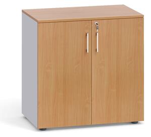 Kancelárska skriňa s dverami PRIMO, 740 x 800 x 420 mm, sivá / wenge