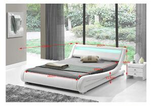 TEMPO Moderná posteľ s RGB LED osvetlením, biela, 180x200, FILIDA