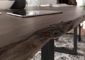 METALL Jedálenský stôl s antracitovými nohami (matné) 200x100, akácia, sivá