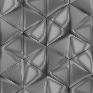 Vliesové tapety na stenu IMPOL Onyx M34909, rozmer 10,05 m x 0,53 m, 3D hexagony strieborno-sivé, UGÉPA
