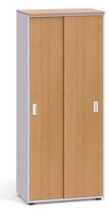 Kancelárska skriňa so zasúvacími dverami PRIMO, 1781 x 800 x 420 mm, sivá / wenge