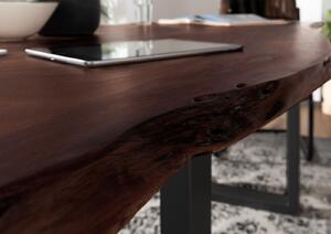 METALL Jedálenský stôl s antracitovými nohami (matné) 140x90, akácia, hnedá