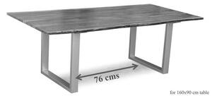 METALL Jedálenský stôl so striebornými nohami 160x90, akácia, hnedá