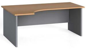 Ergonomický kancelársky pracovný stôl PRIMO FLEXI, 1800 x 1200 mm, sivá / breza, ľavý