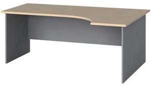 Ergonomický kancelársky pracovný stôl PRIMO FLEXI, 180x120 cm, sivá / breza, pravý
