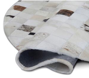 Tempo Kondela Luxusný kožený koberec, biela/sivá/hnedá, patchwork, 200x200, KOŽA TYP 10