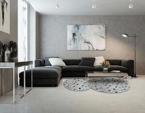 Luxusný kožený koberec, biela/sivá/hnedá, patchwork, 200x200, KOŽA TYP 10