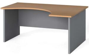 Rohový kancelársky pracovný stôl, zaoblený 1600 x 1200 mm, biela, pravý