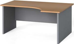 Ergonomický kancelársky pracovný stôl PRIMO FLEXI, 1600 x 1200 mm, sivá / orech, pravý