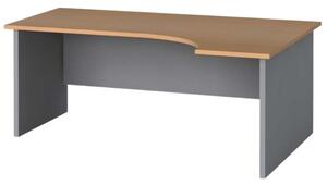 Ergonomický kancelársky pracovný stôl PRIMO FLEXI, 1800 x 1200 mm, sivá / breza, pravý