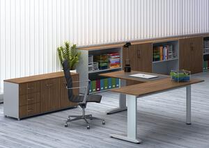 Rohový kancelársky písací stôl PRIMO FLEXIBLE 1800 x 1800 mm, breza