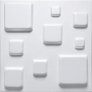 Stropné panely 3D XPS 0010, cena za kus, rozmer 50 cm x 50 cm, BLOCKS biely, IMPOL TRADE