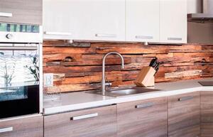 Samolepiace tapety za kuchynskú linku, rozmer 260 cm x 60 cm, drevená stena, DIMEX KI-260-063