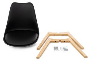 Súprava 2 čiernych stoličiek s bukovými nohami Essentials Retro