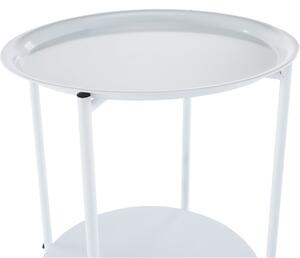 Príručný stolík s odkladacou táckou, biela, DERIN