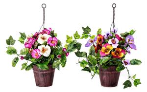 Sada 2 umelých kvetín v kvetináči Unimasa Pensamie
