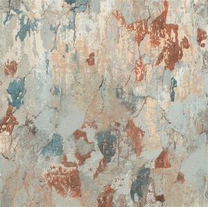 Vliesové tapety na stenu IMPOL Metropolitan Stories 37954-1, rozmer 10,05 m x 0,53 m, omietka s patinou modro-hrdzavou, A.S.Création