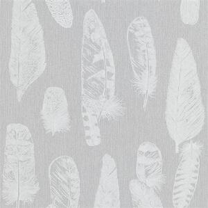 Vliesové tapety na stenu Scandinja 6467-10, rozmer 10,05 m x 0,53 cm, perie svetlo sivé na sivom podklade, Erismann