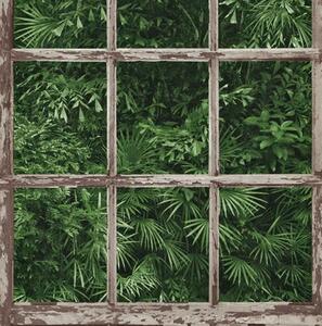 Vliesové tapety na stenu Instawalls 6373-07, rozmer 10,05 m x 0,53 cm, palmové listy za oknom, Erismann
