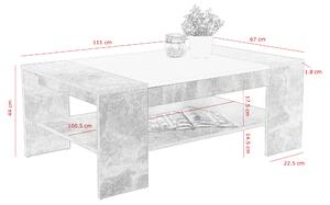Konferenčný stolík OLIVER betón/biela