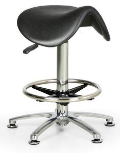 Pracovná stolička PUR, vysoká, sedák v tvare sedla, klzáky