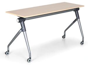 Skladací rokovací stôl so sklopnou doskou TRAINING PLUS, 1450x450 mm, breza