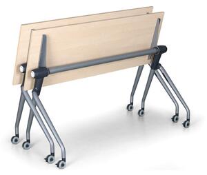 Skladací rokovací stôl so sklopnou doskou TRAINING PLUS, 1450x450 mm, breza