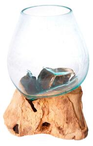 VÁZA, drevo, sklo, 30 cm Ambia Home - Vázy
