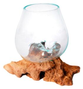 VÁZA, drevo, sklo, 15 cm Ambia Home - Vázy